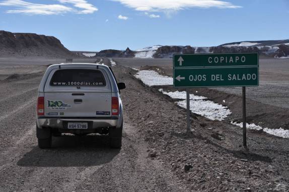 Chegando perto da segunda maior montanha das Américas, na fronteira entre Chile e Argentina
